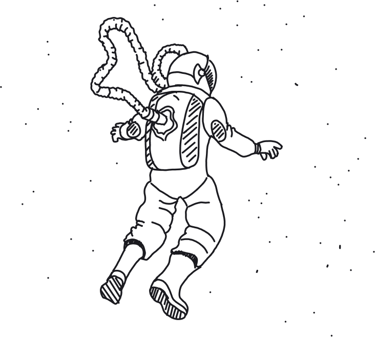 Illustration showing an astronaut moving in space