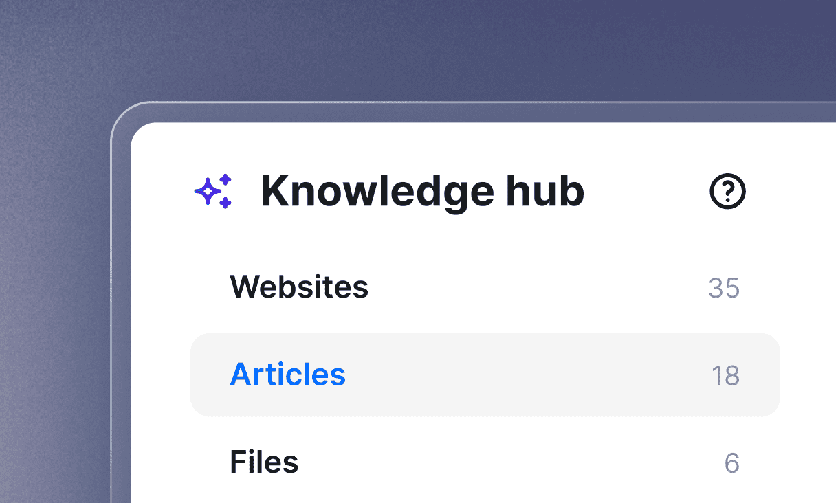 Articles section of the Knowledge hub for writing knowledge sources directly in the platform