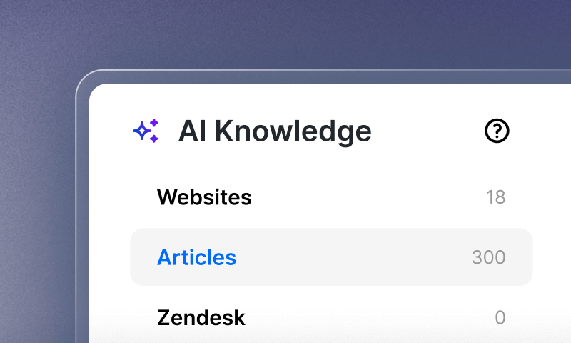 Articles' section of ChatBot's AI Knowledge purposed for adding editable text which will be used to train an AI chatbot.