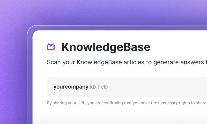 'KnowledgeBase' section of ChatBot's AI Knowledge allowing for scanning KnowledgeBase help center content which will be used for creating an AI bot.