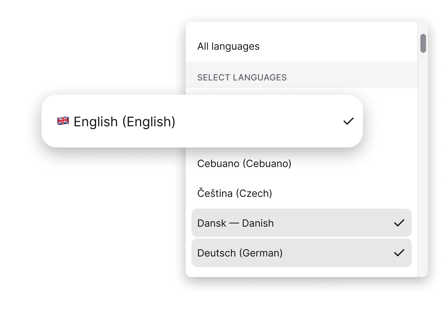 Language control section in ChatBot showing content moderation settings.