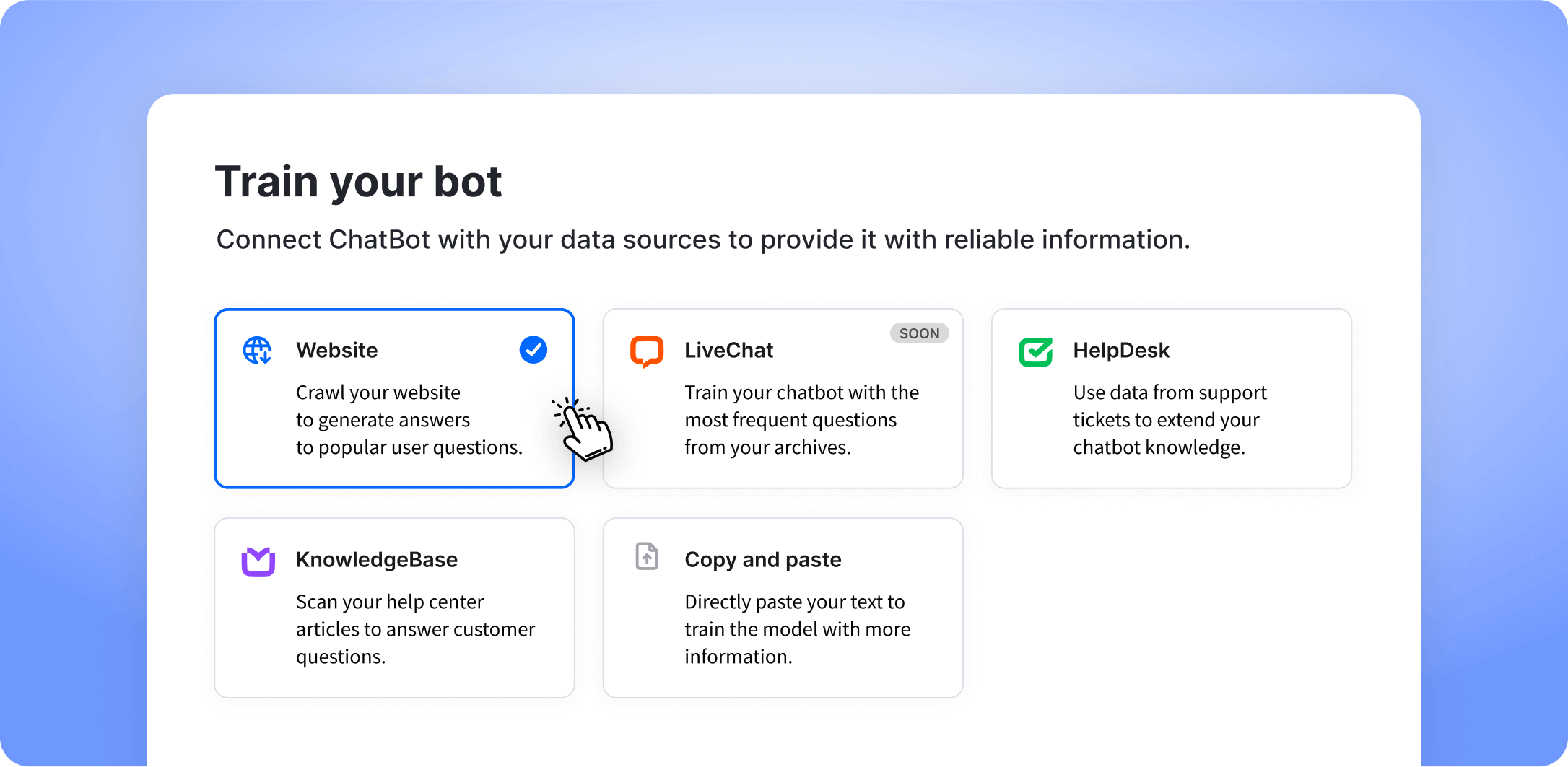 Chatbot software training sources