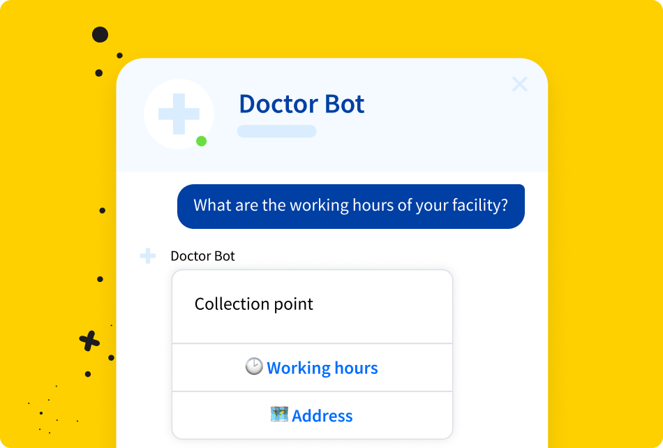 Healthcare chatbot menu