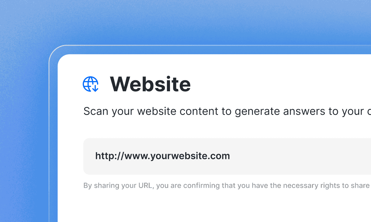 Adding a website as a knowledge source for the AI agent, with a full site scan selected