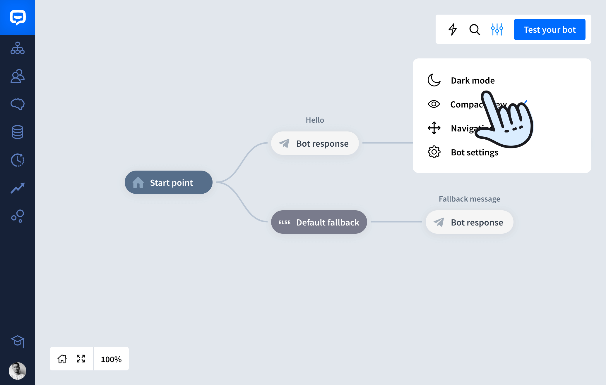 Chat bot builder light mode