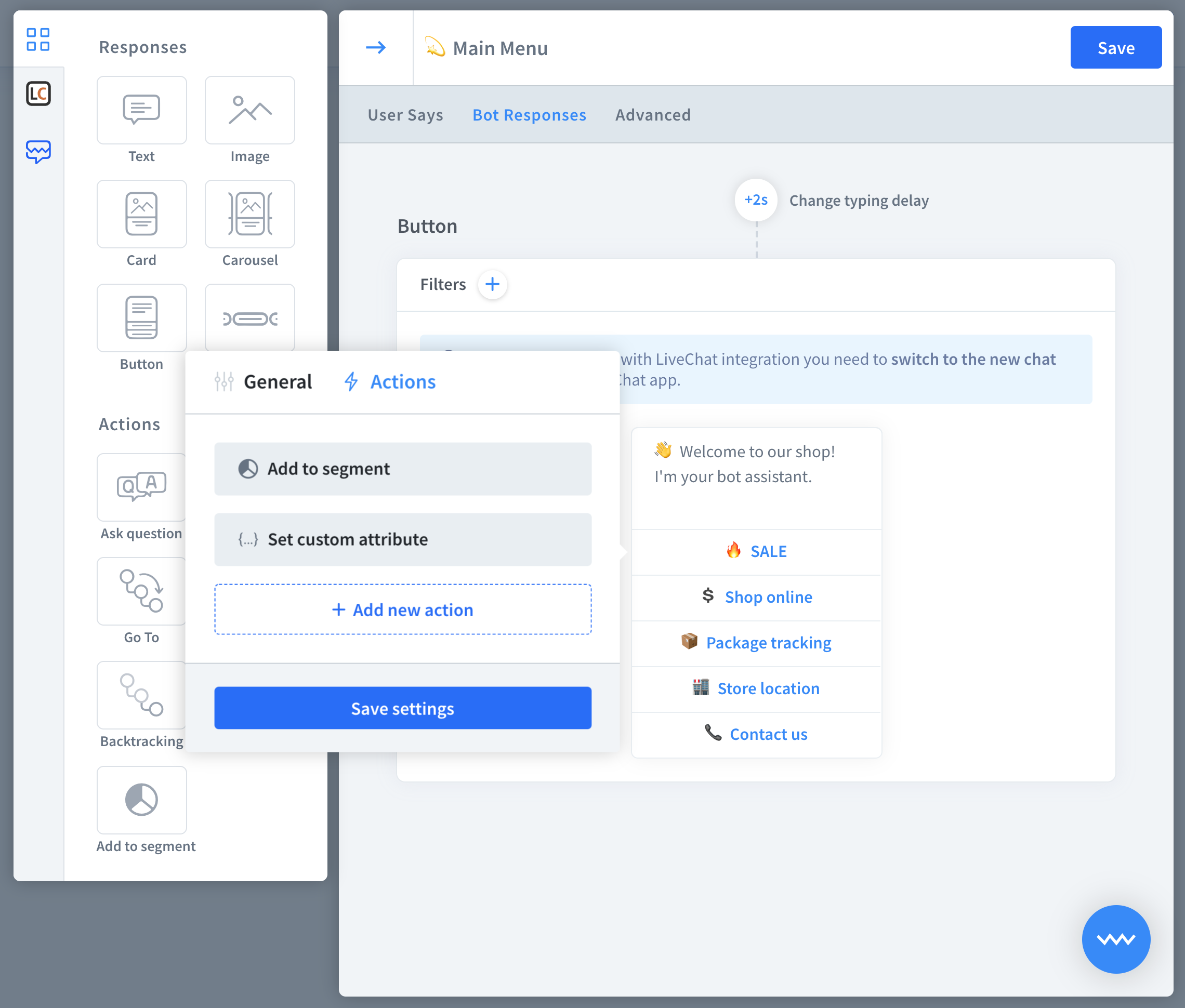 Actions for your bot buttons.