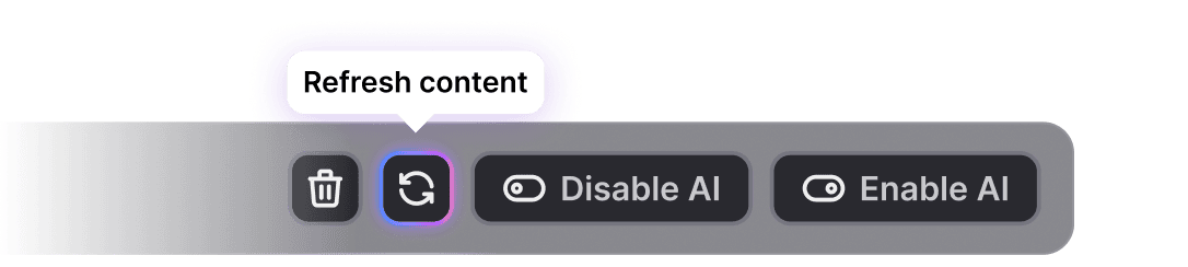 User friendly interface for refreshing chatbot content and enabling AI features to streamline support for online store