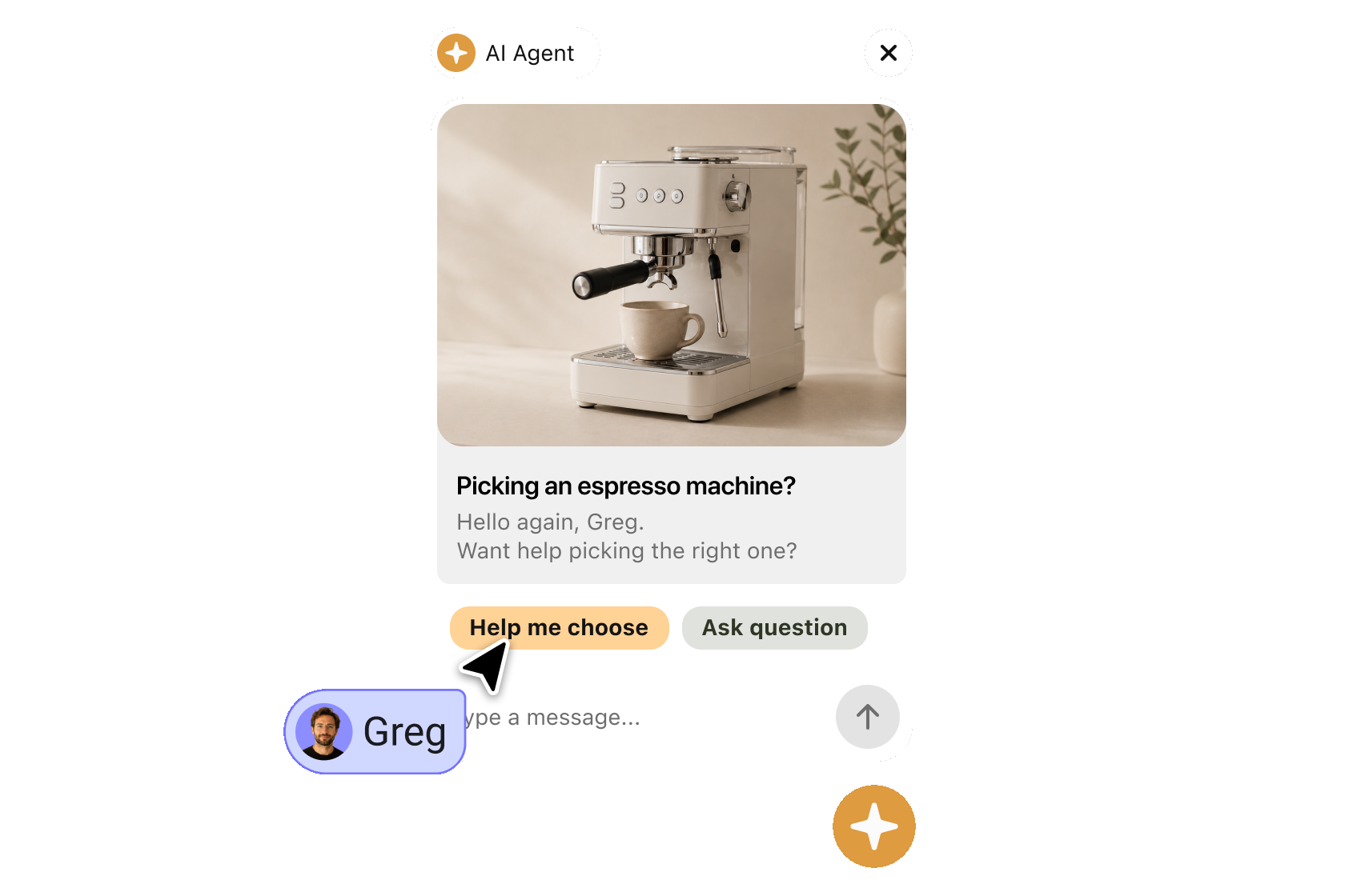 Retail campaign offering help to choose an espresso machine