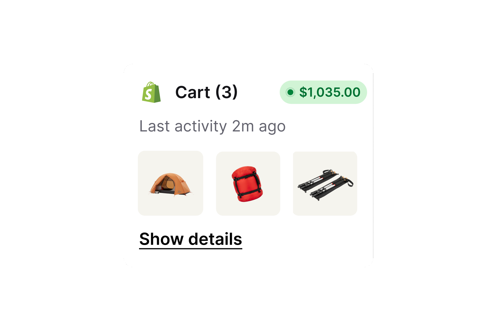 Live Shopify cart preview available to a retail support agent during a chat