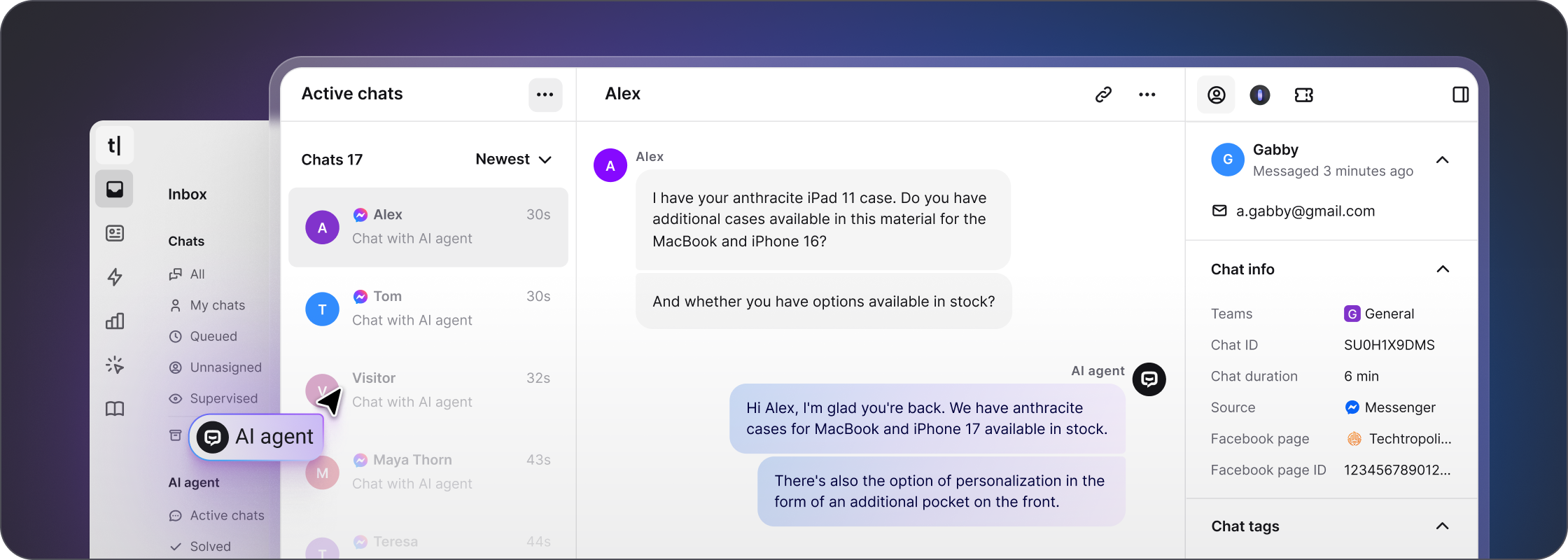 AI agent for Facebook Messenger – automated conversation handling