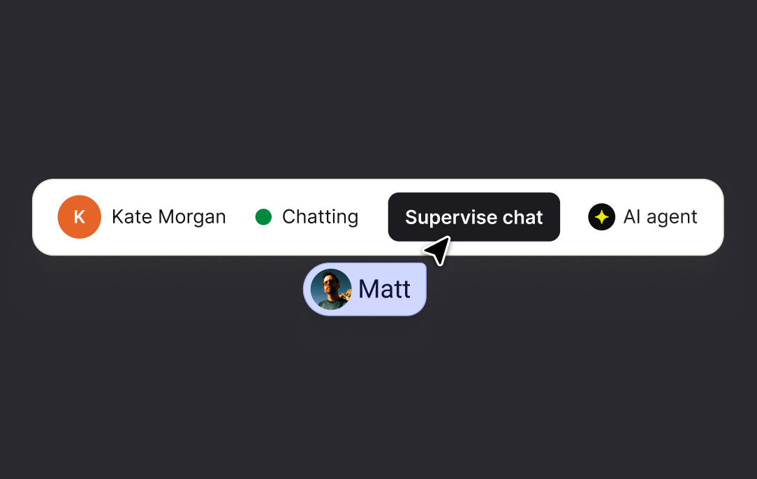 Chat list where a conversation run by the AI agent offers a supervise option