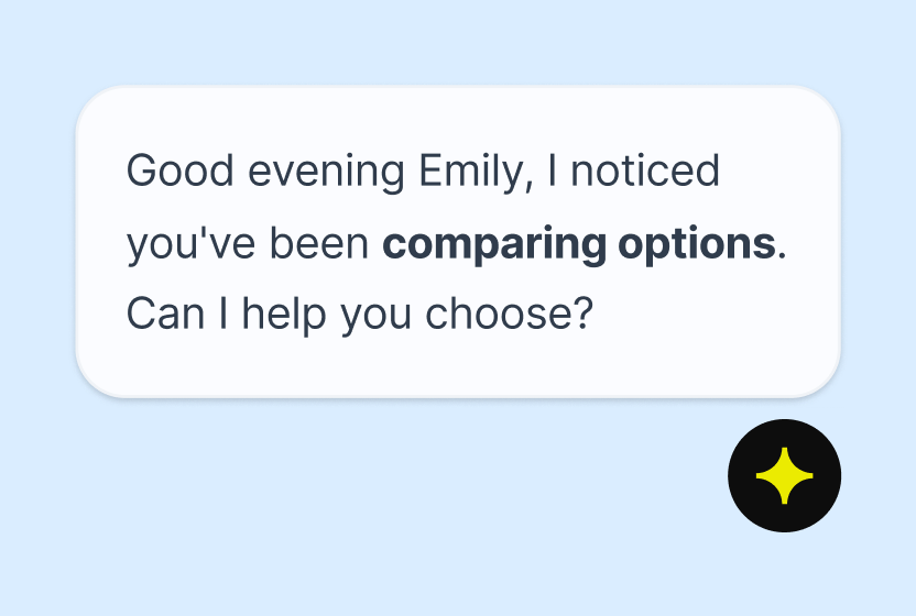 AI agent noticing a shopper comparing options and offering to help choose