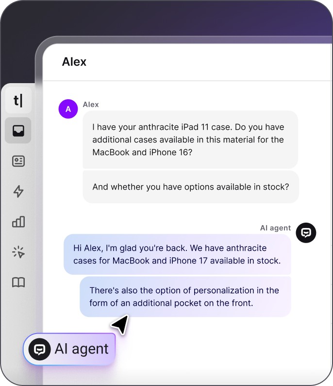 AI agent answering a customer question in the Text inbox