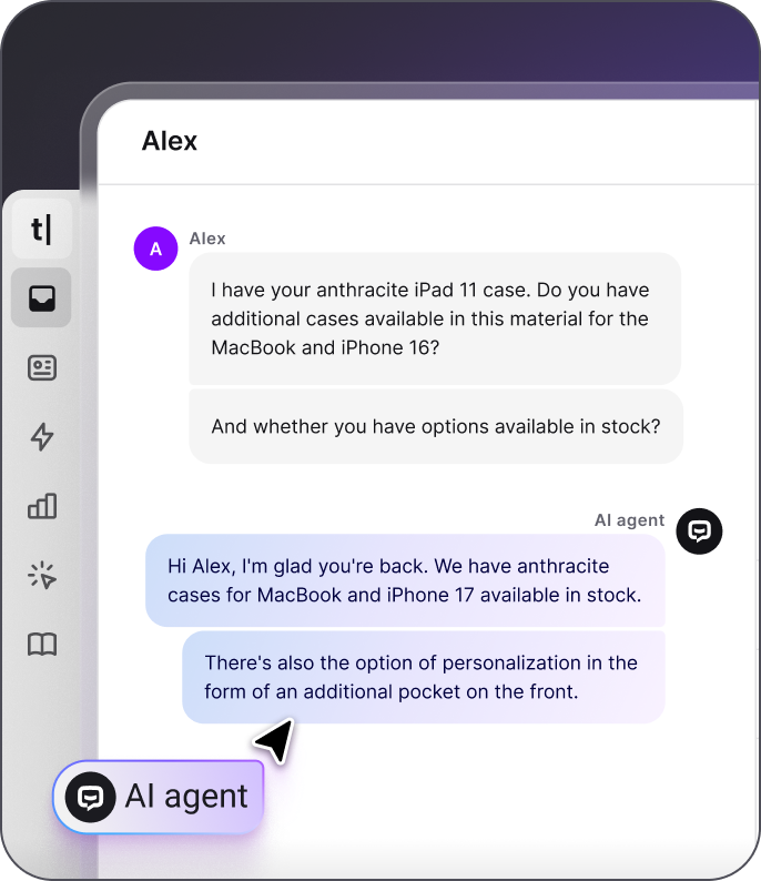 AI agent handling a customer conversation in the Text inbox