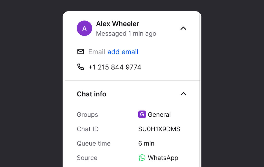 Customer details next to a WhatsApp chat