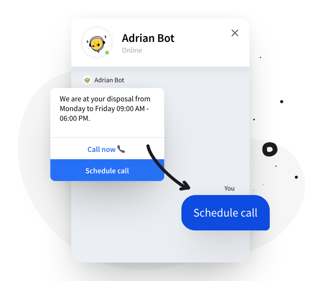 The image of a call-scheduling chat bot for nonprofit organizations