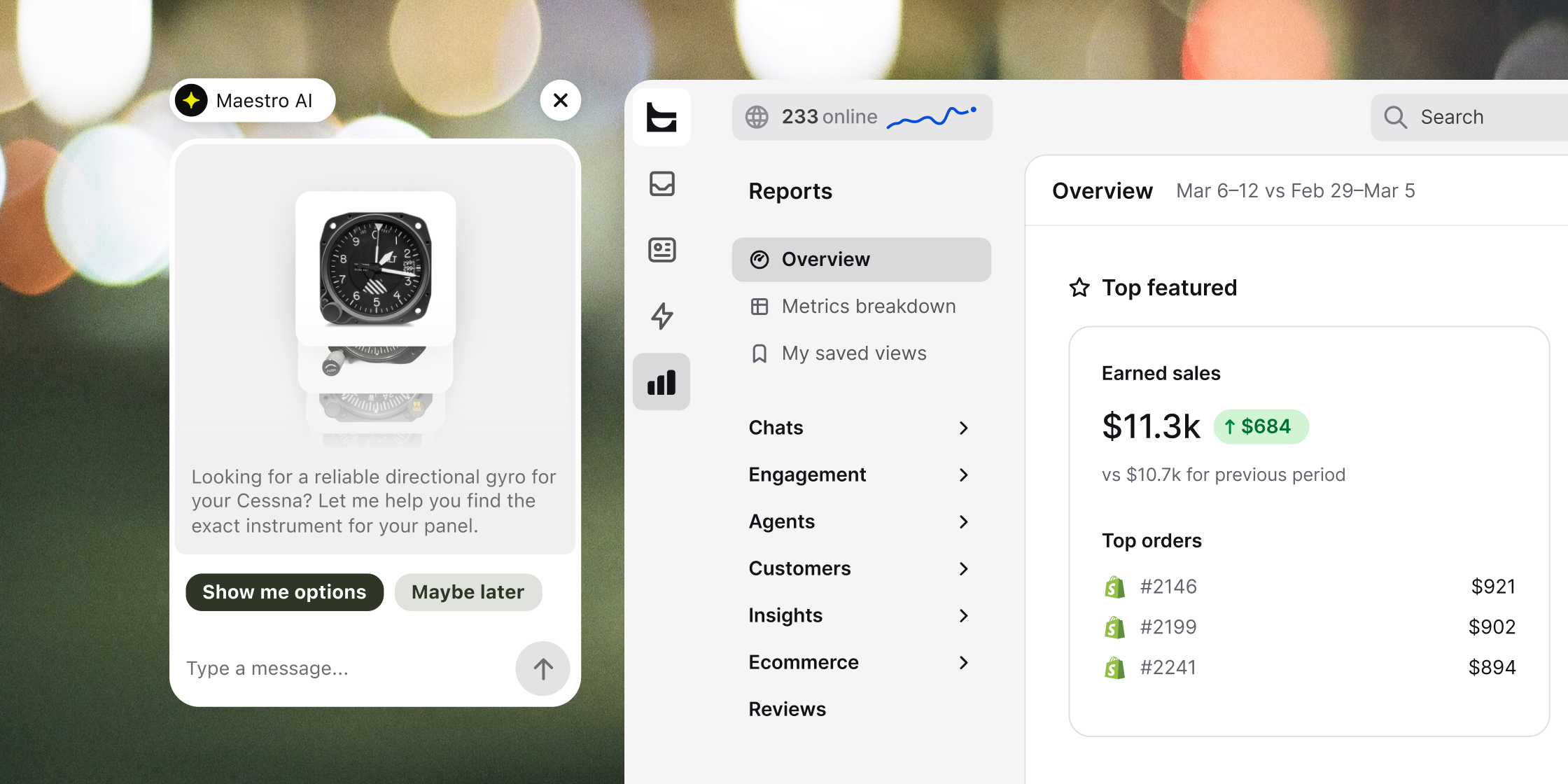 An AI agent inside a website chat widget recommending products to a shopper and reading buying signals to guide the sale