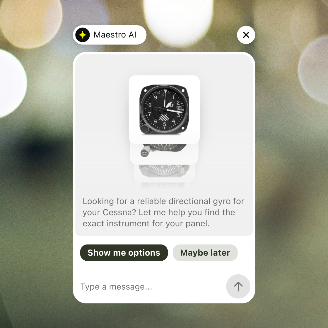 An AI agent inside a website chat widget recommending products to a shopper on a phone screen
