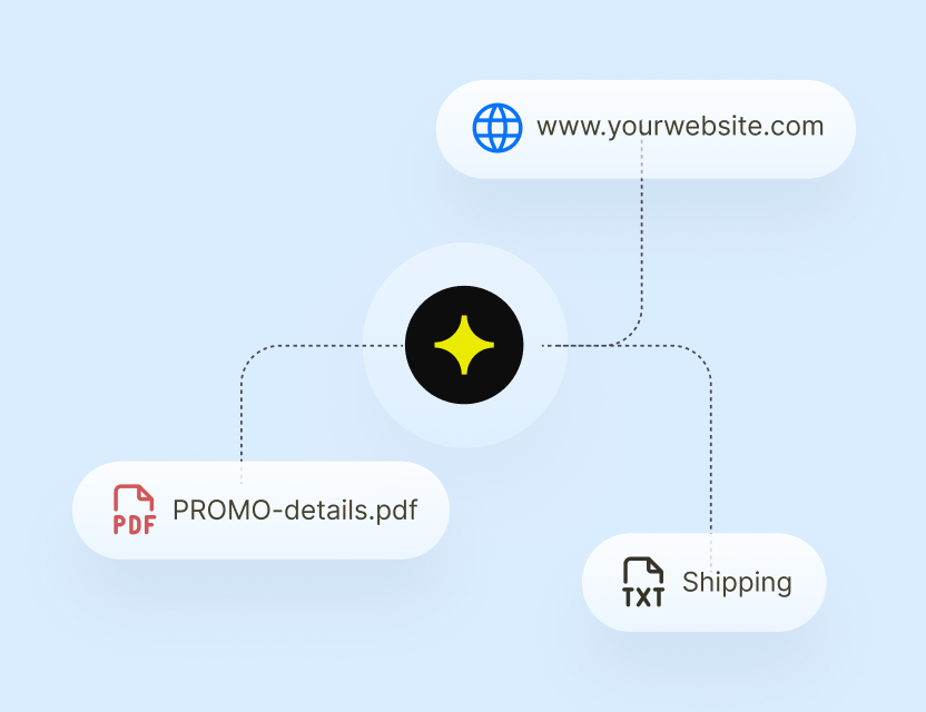 AI agent connected to a bank website, a PDF, and a text file as knowledge sources