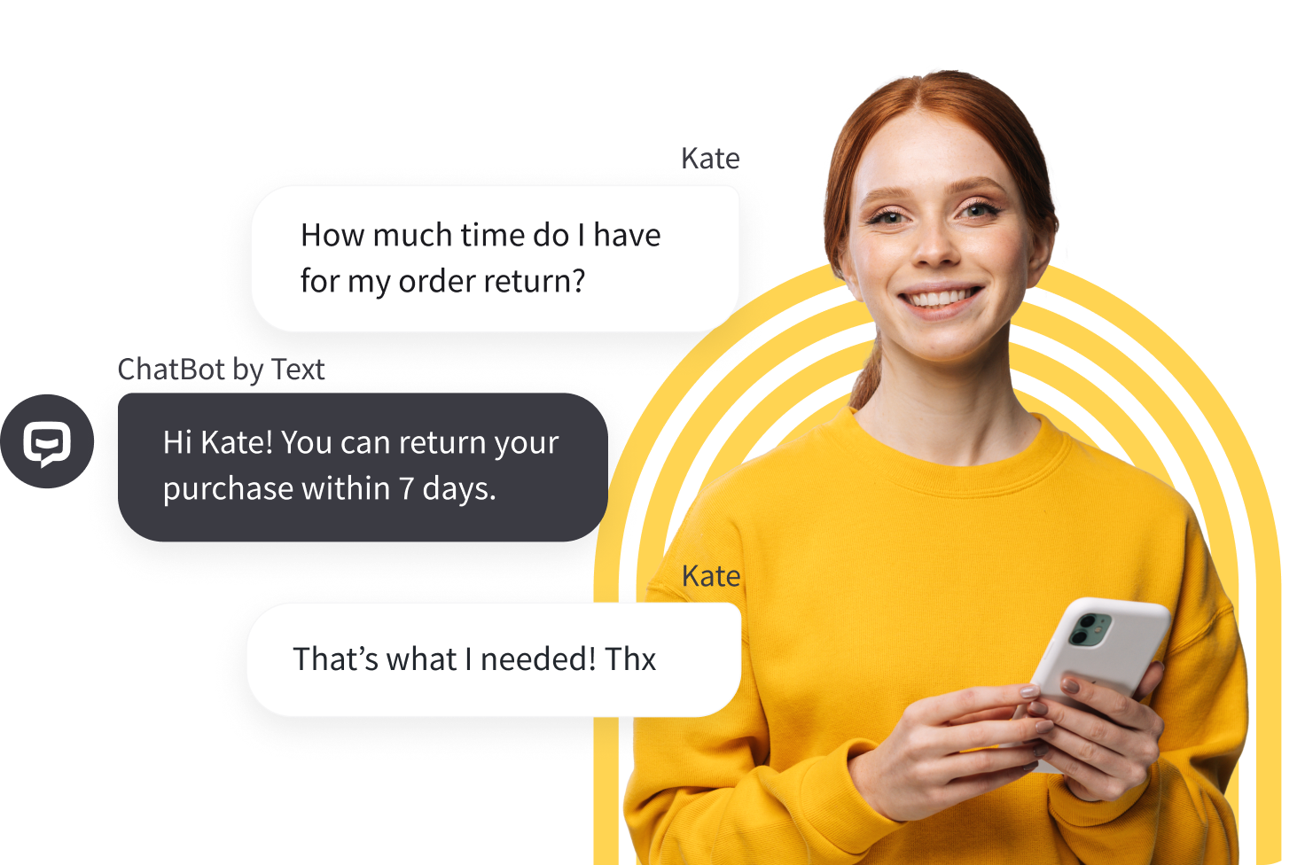 AI chatbot for ecommerce providing instant responses about return policy and order modifications to improve customer satisfaction and customer experience