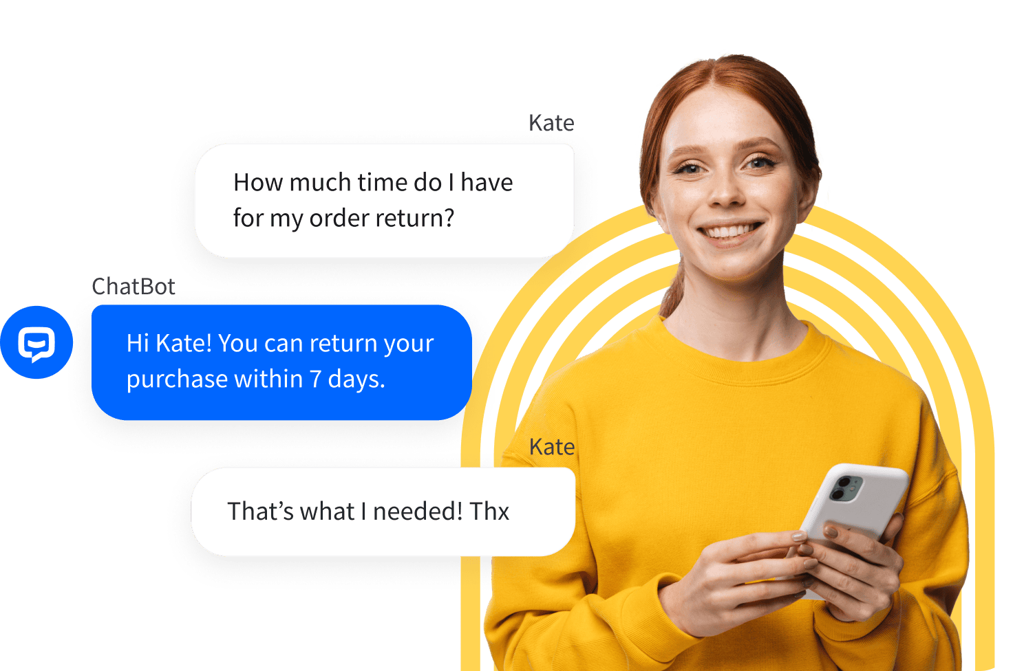 AI chatbot for ecommerce providing instant responses about return policy and order modifications to improve customer satisfaction and customer experience