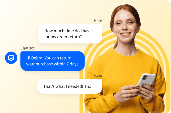AI chatbot for ecommerce providing instant responses about return policy and order modifications to improve customer satisfaction and customer experience