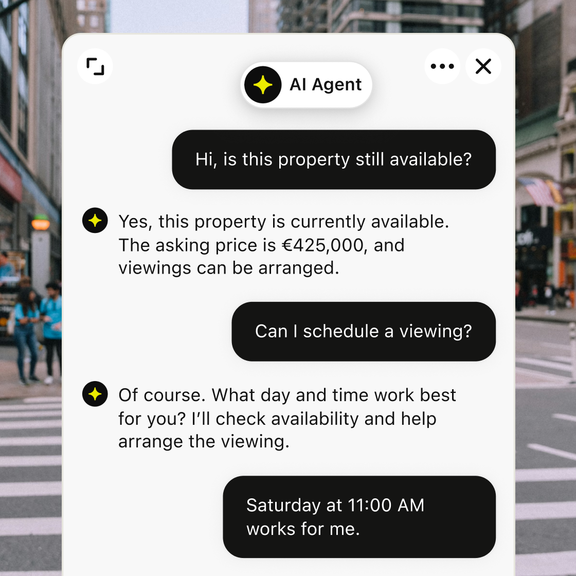AI agent answering a property-availability question and arranging a viewing