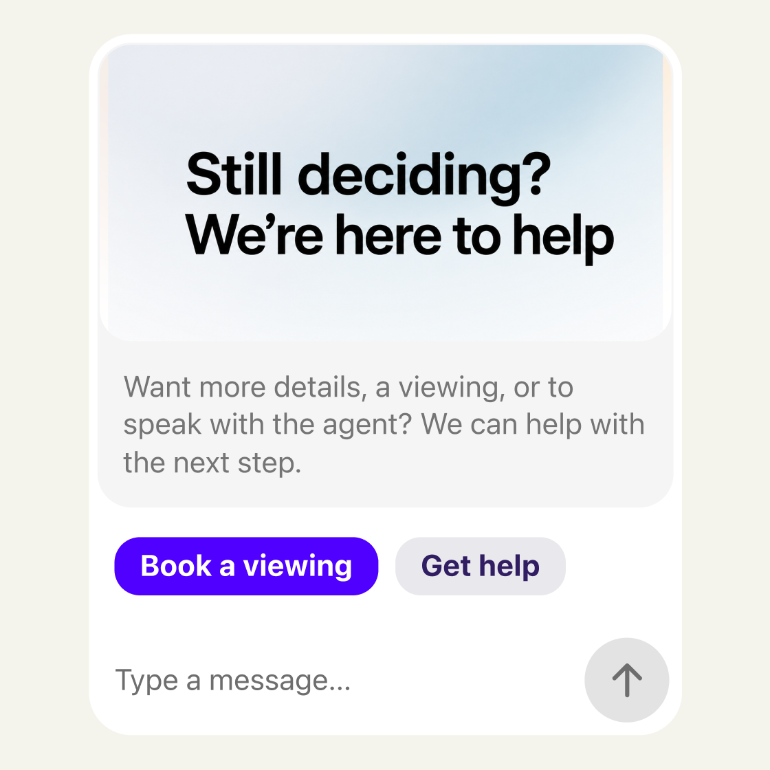 Mobile property-interest campaign with a viewing prompt and visitor conditions