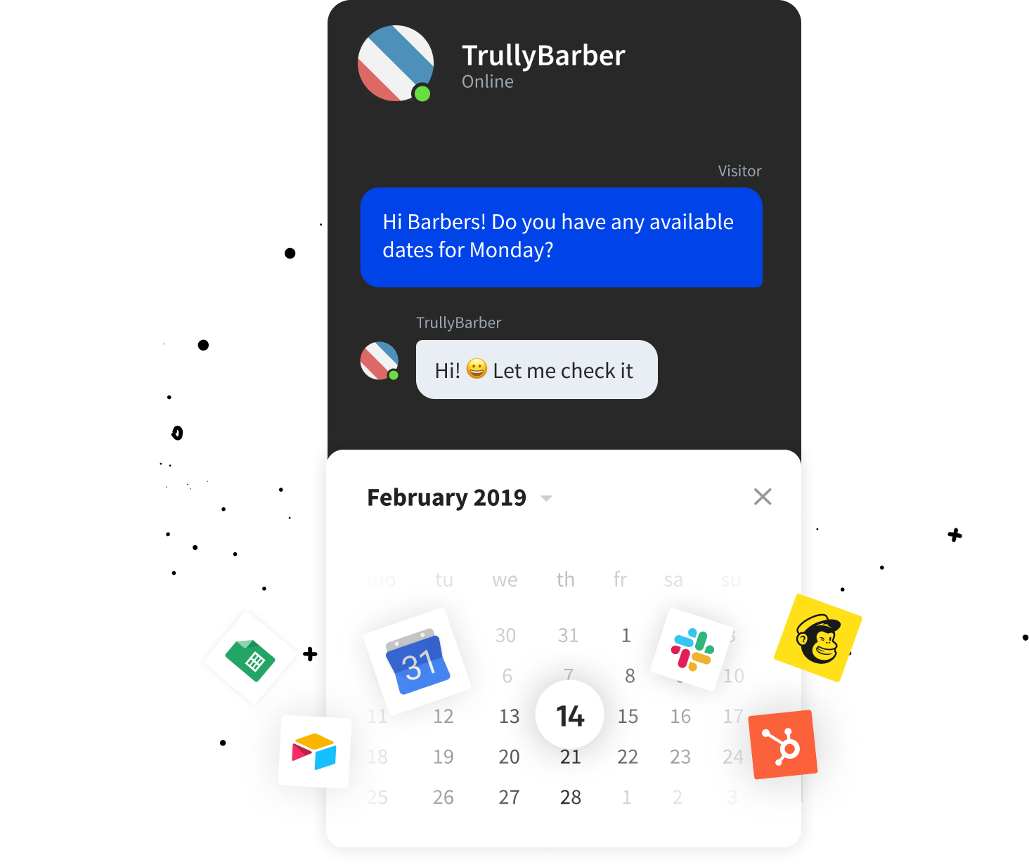 Chatbot integration with Zapier and Google Calenda